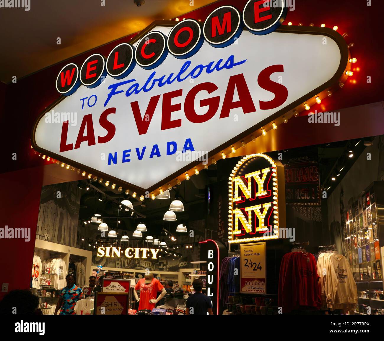 Welcome to Fabulous Las Vegas Nevada USA sign in a shop front in a shopping mall Stock Photo