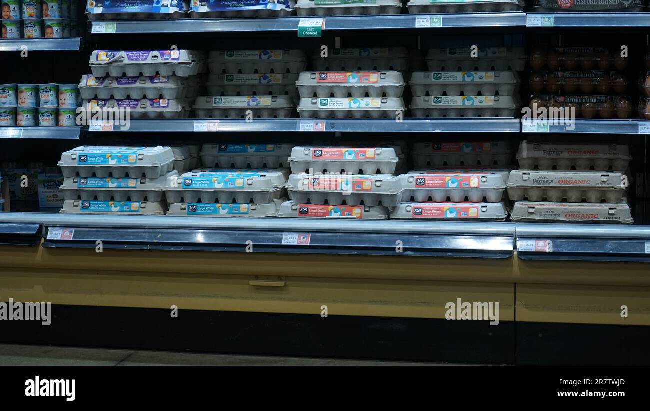 The egg aisle in a Whole Foods Market in Naperville IL near Chicago