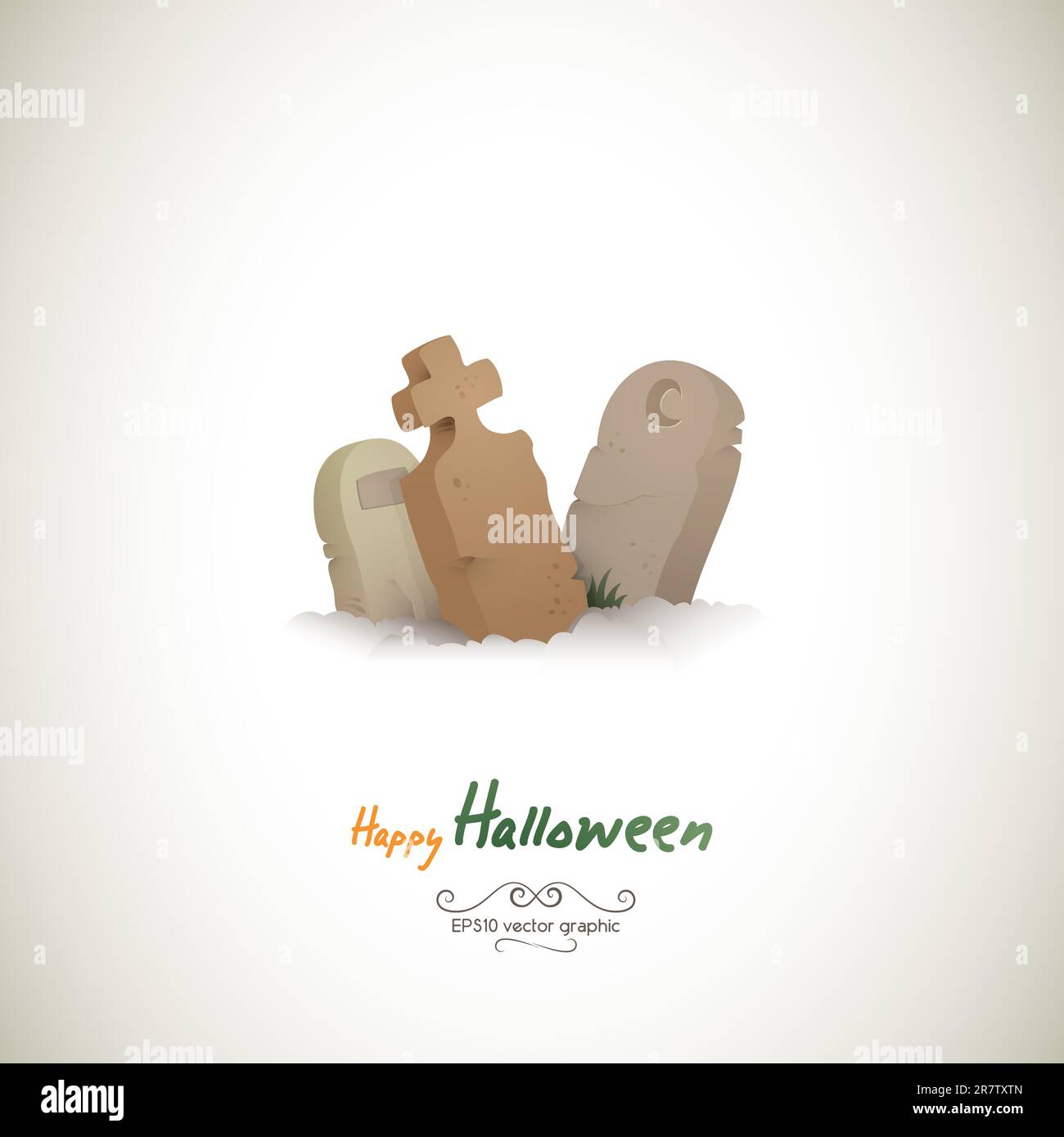 Three Lonely Halloween Graves | EPS10 graphic | Separate layers named accordingly Stock Vector