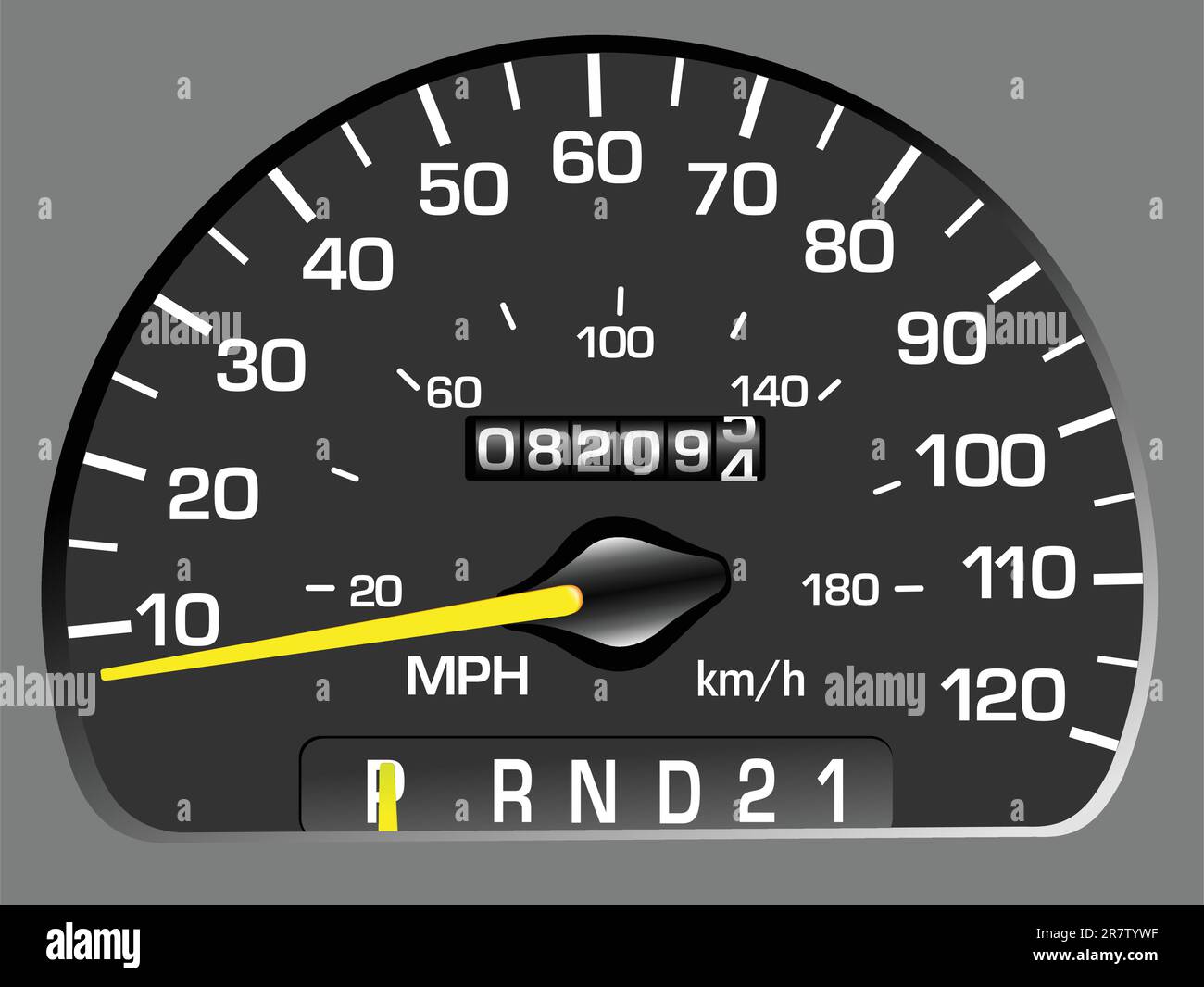 Vector illustration of a speedometer. Odometer Stock Vector