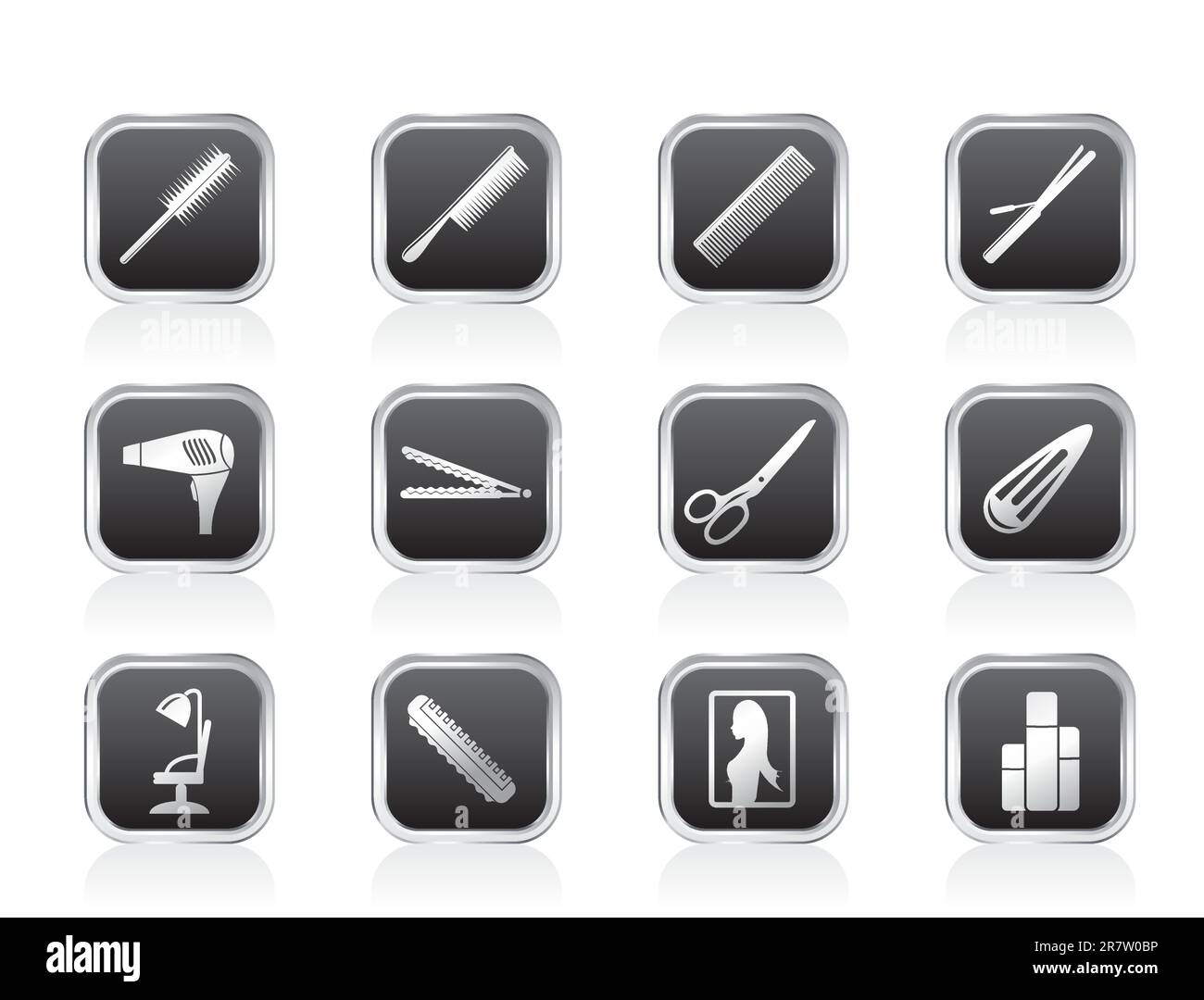hairdressing, coiffure and make-up icons - vector Icon Set Stock Vector