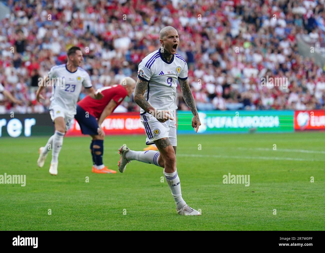 Scotland's Lyndon Dykes celebrates scoring their side's first goal of
