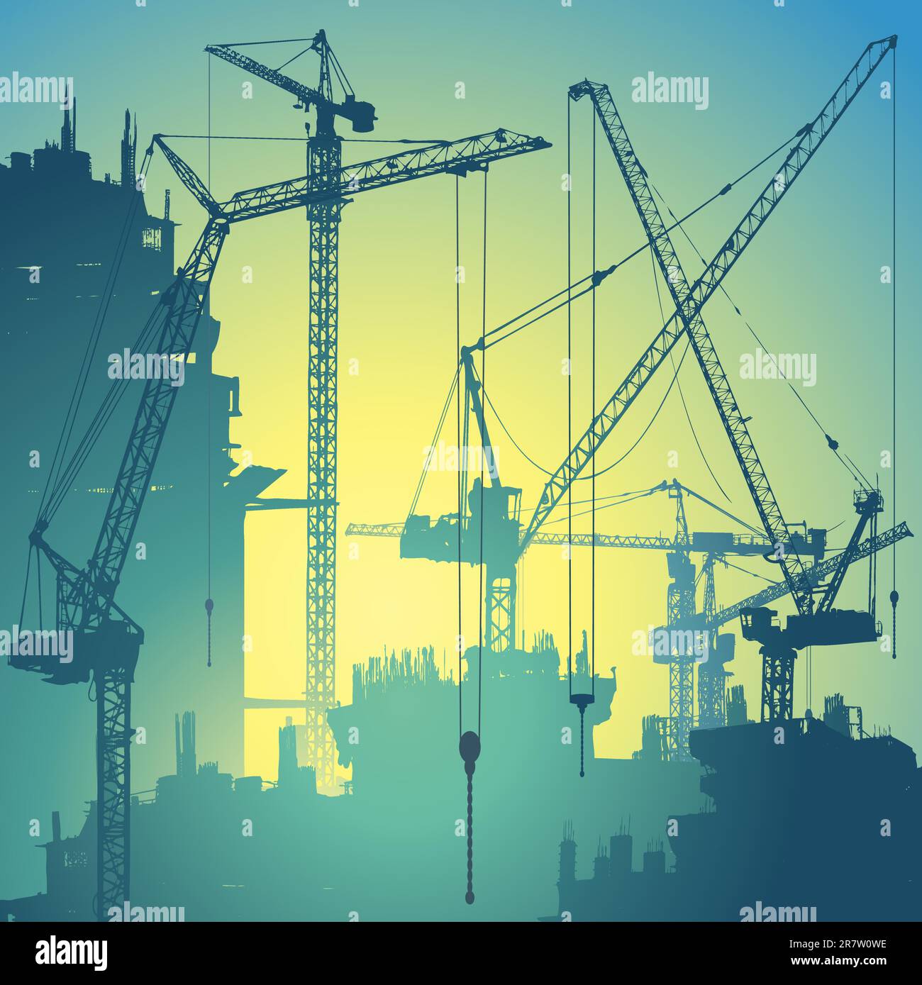 Cranes at construction site Stock Vector Images Alamy
