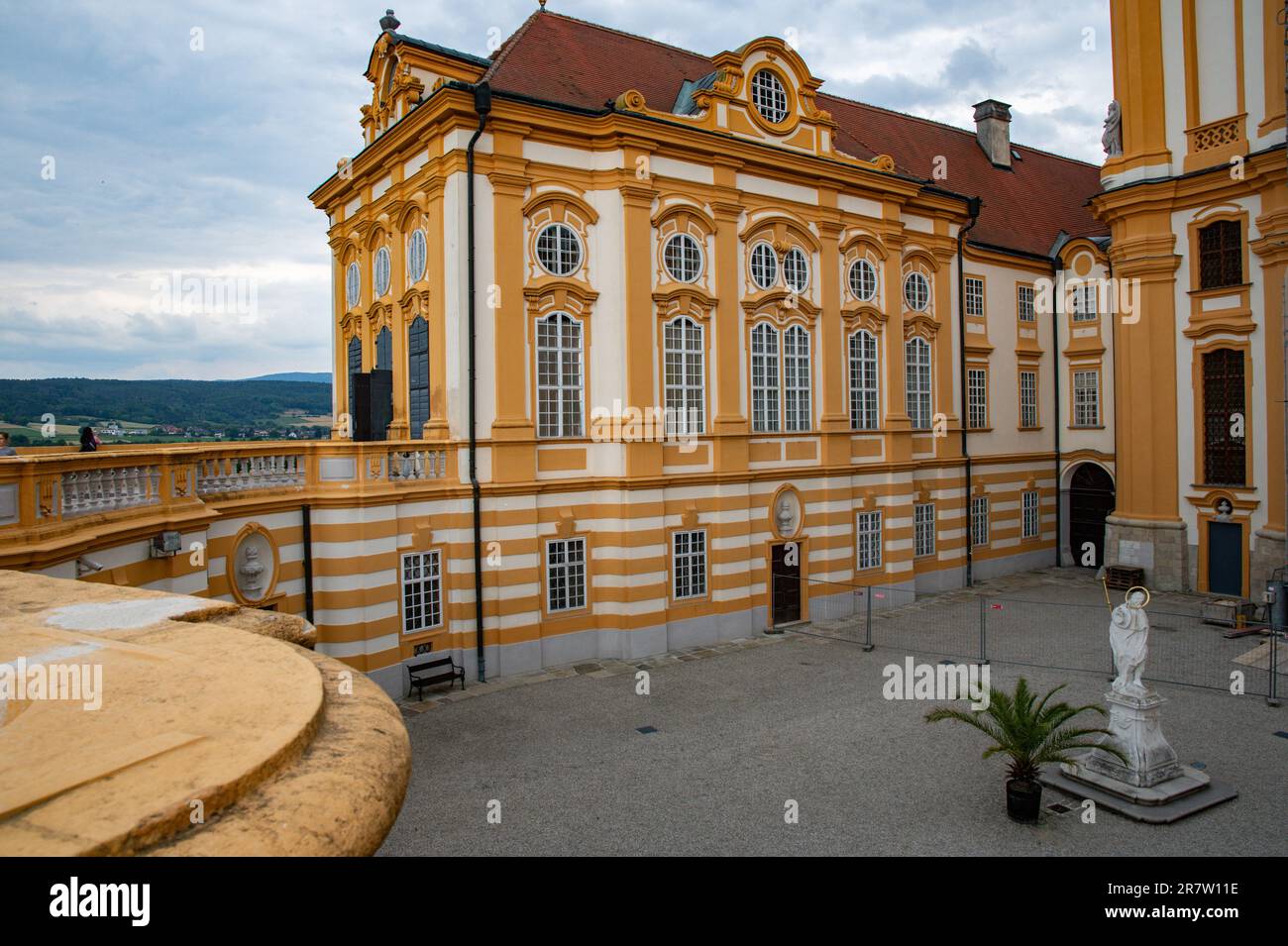 Melk, Austria is noted for its 11th-century Abbey Church Stock Photo