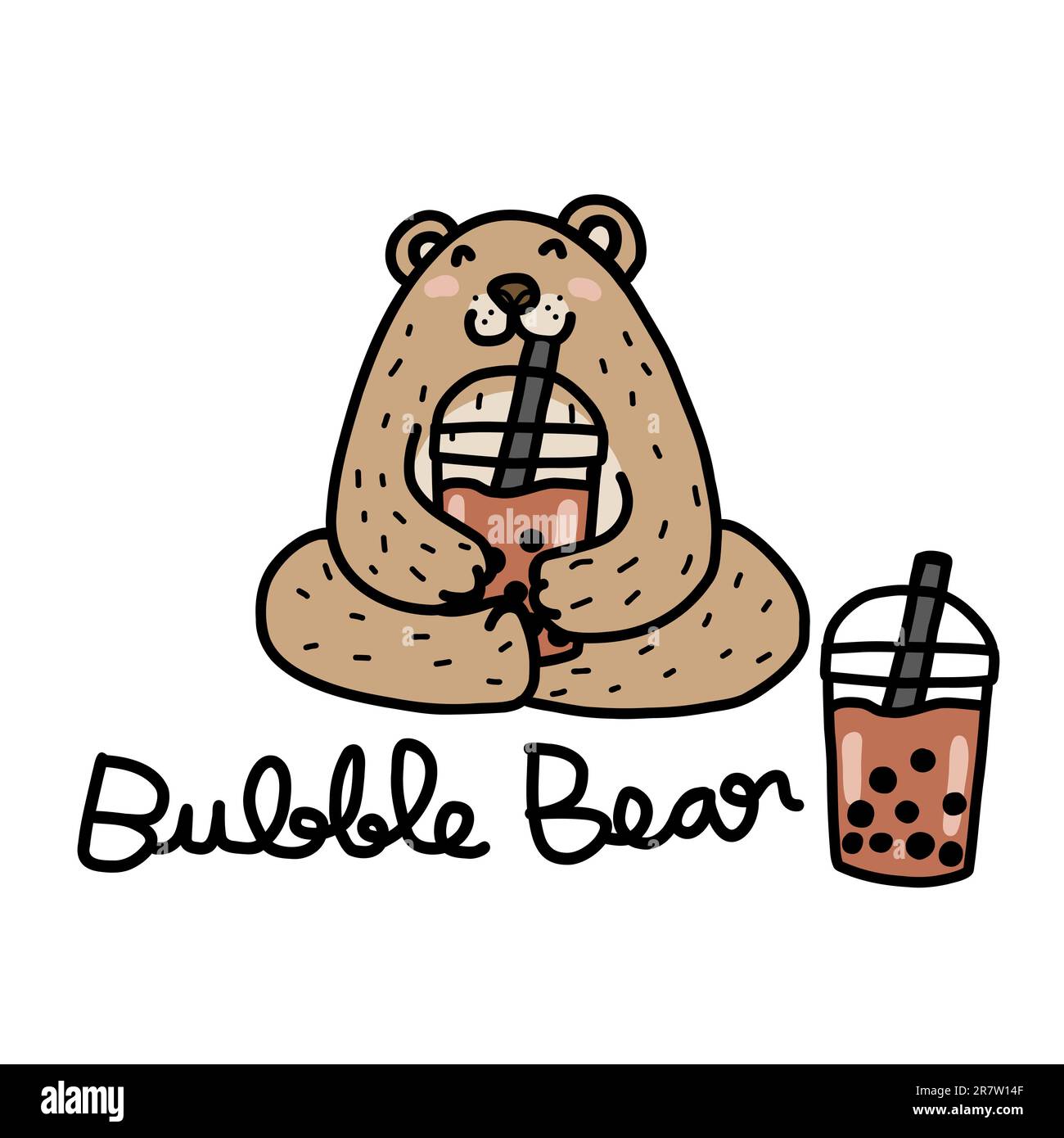 Bubble tea bear logo cartoon vector illustration Stock Vector