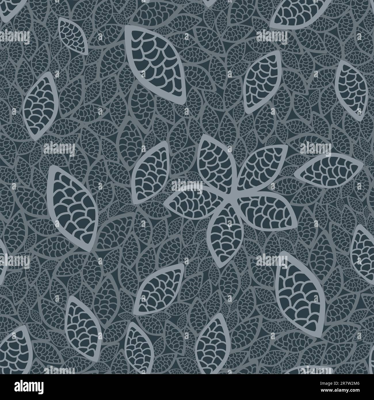 Seamless grey leaves wallpaper. Vector illustration Stock Vector Image