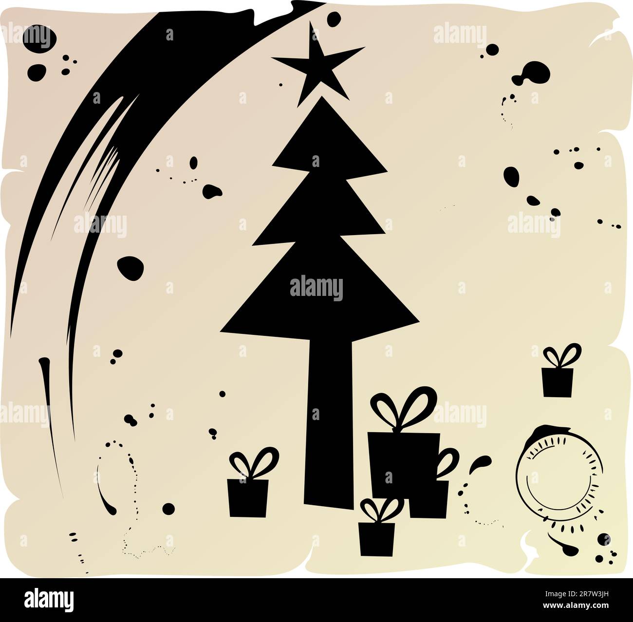 Grunge Christmas Tree on paper, vector eps8 illustration Stock Vector