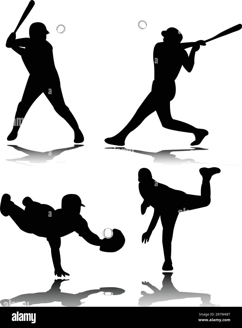 Baseball players silhouette vector Stock Vector Image & Art Alamy