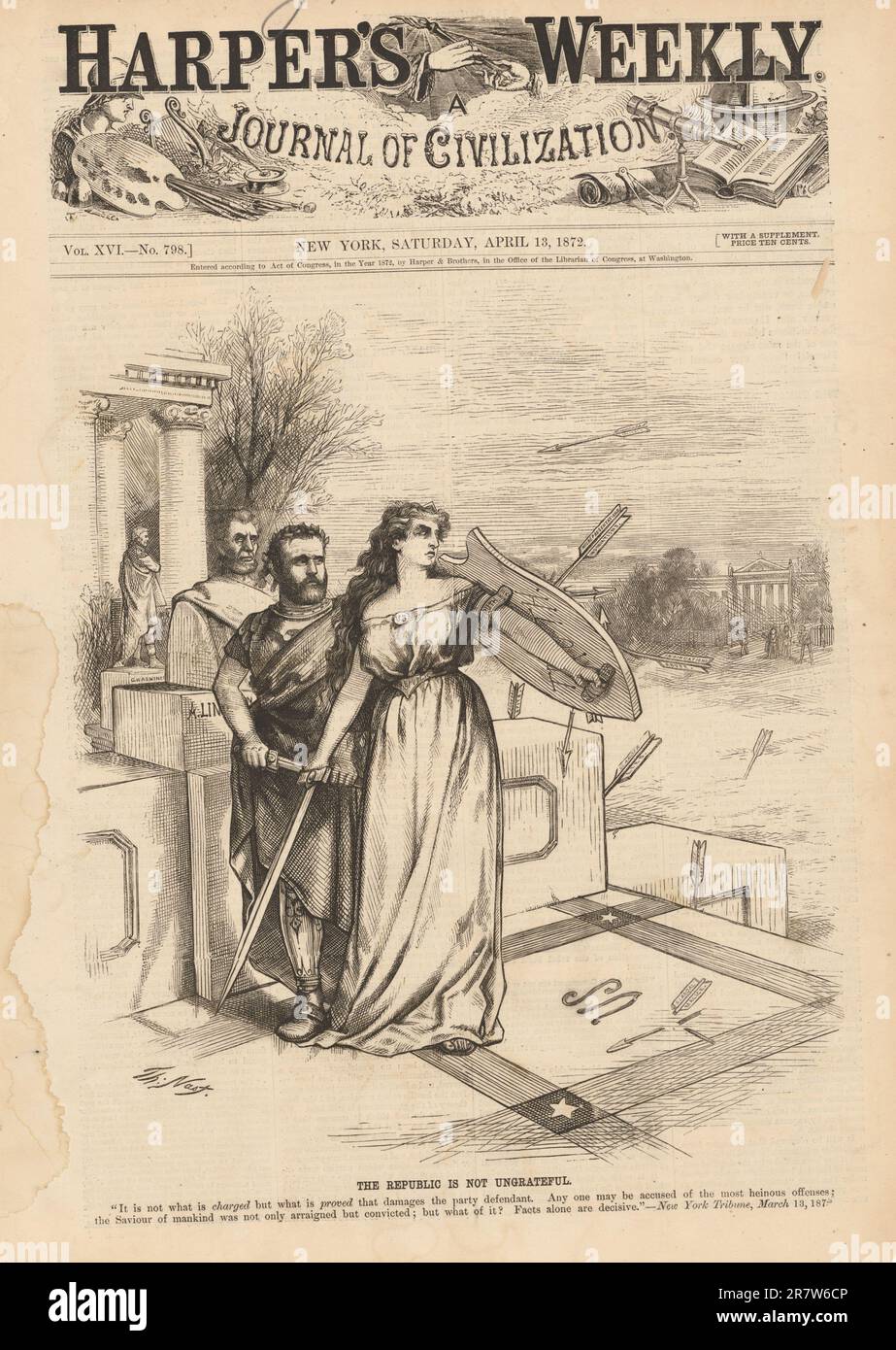 Republic is Not Ungrateful April 13, 1872 Stock Photo