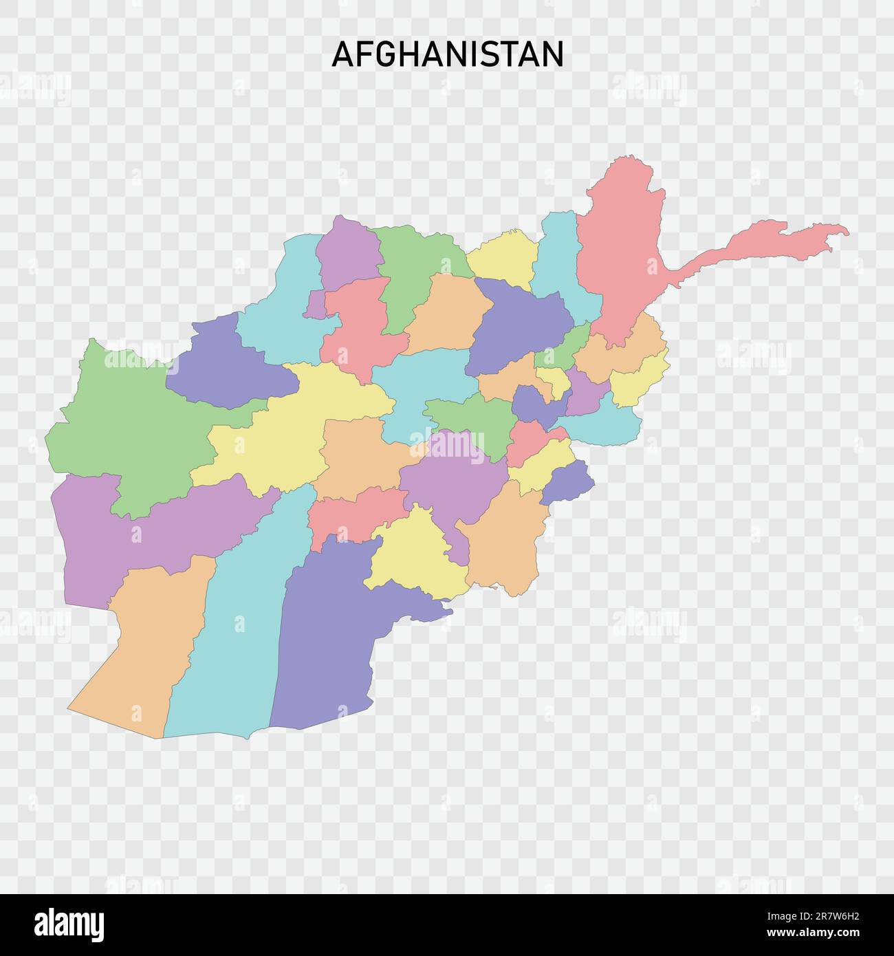 Isolated colored map of Afghanistan with borders of the regions Stock Vector