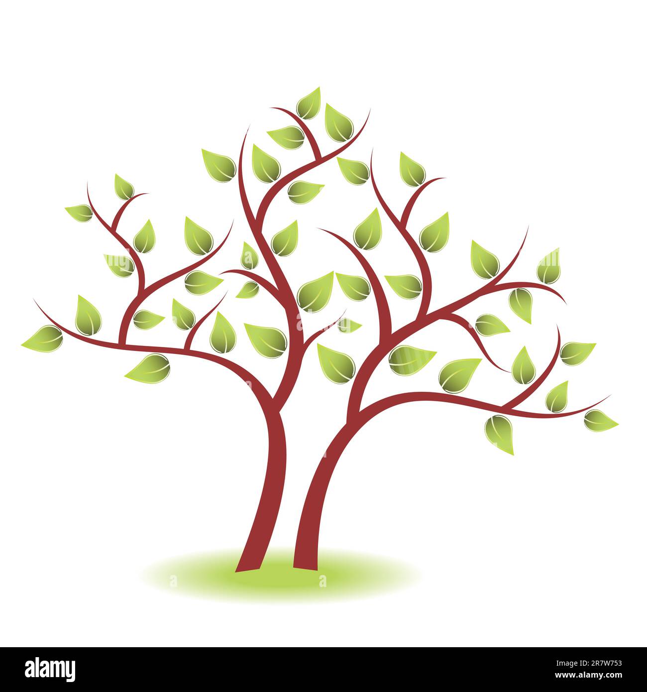 Tree with green leaves on white background Stock Vector Image & Art - Alamy