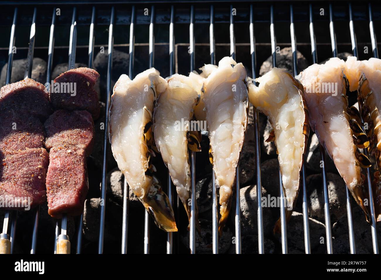Charcoal grilled fish and other seafood Stock Photo Alamy