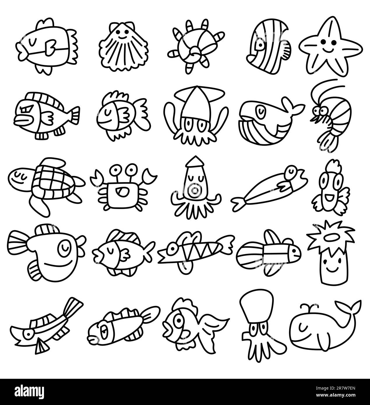 hand draw aquarium fish icons set Stock Vector Image & Art Alamy