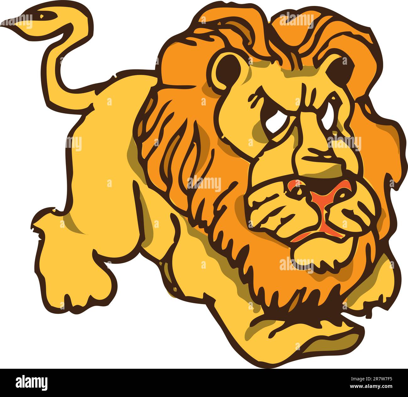 Vector illustration of the evil lion in the style of cartoon. Stock Vector