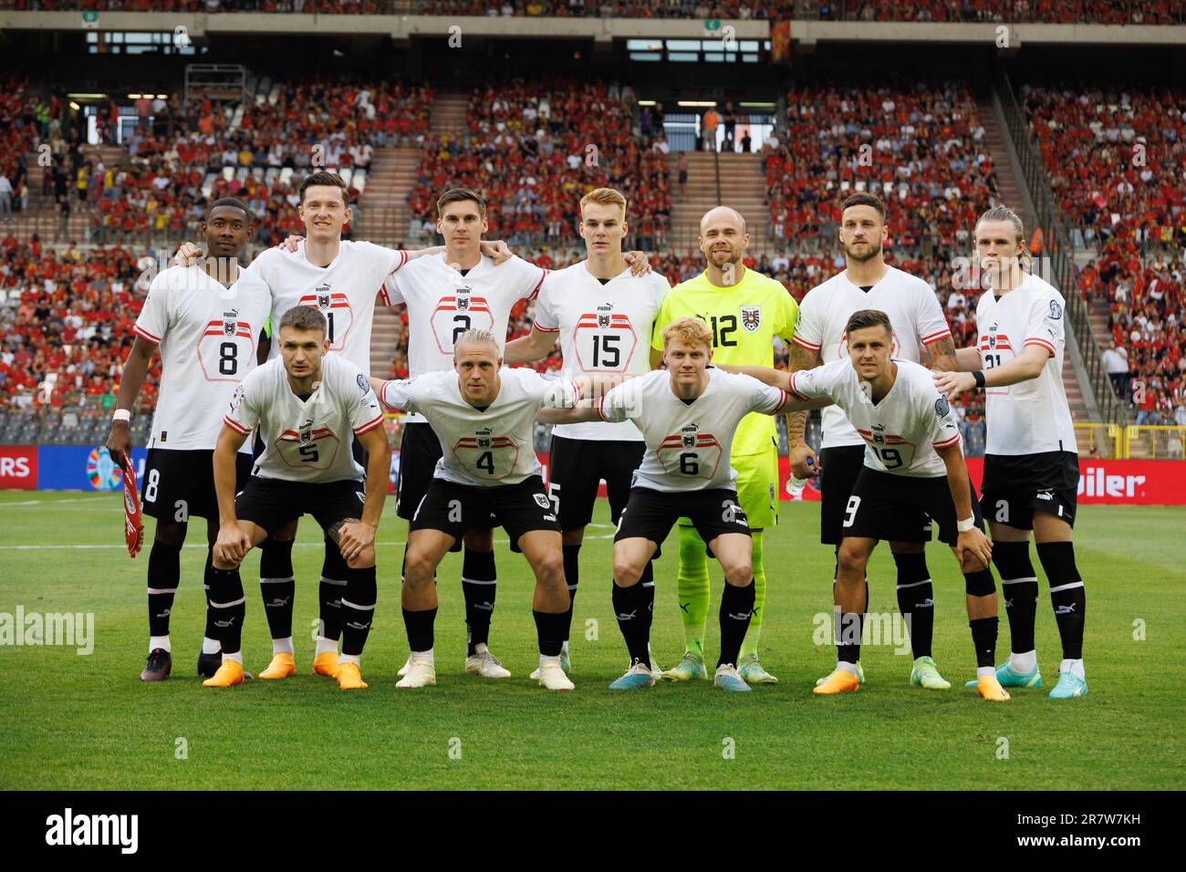 Solna, Sweden. 17th June, 2023. Austrian players pose for a team picture before a soccer game between Belgian national team Red Devils and Austria, Saturday 17 June 2023 in Brussels, the second (out of 8) qualification match for the Euro 2024 European Championships. BELGA PHOTO KURT DESPLENTER Credit: Belga News Agency/Alamy Live News Stock Photo