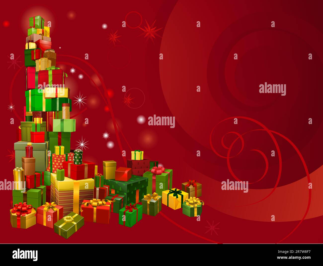 A red Christmas background with gifts corner element Stock Vector Image
