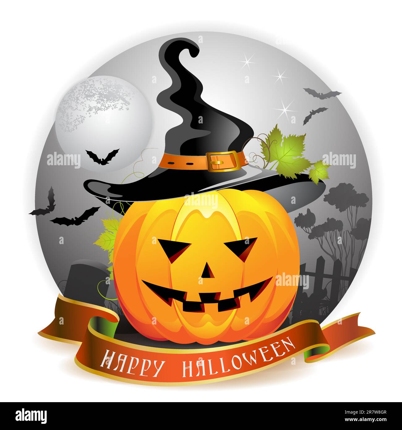 Halloween pumpkin with witches hat Stock Vector Image & Art - Alamy