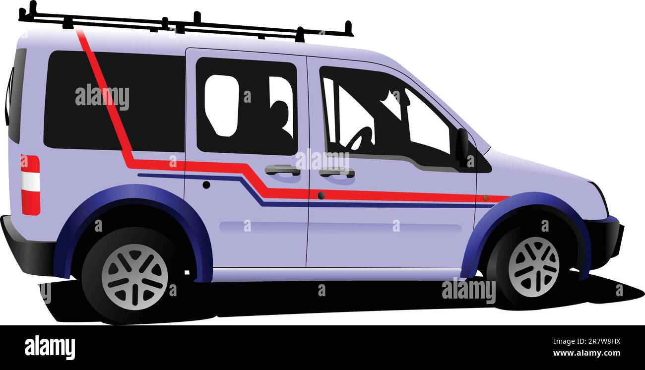 Light purple delivery minibus, vector illustration Stock Vector