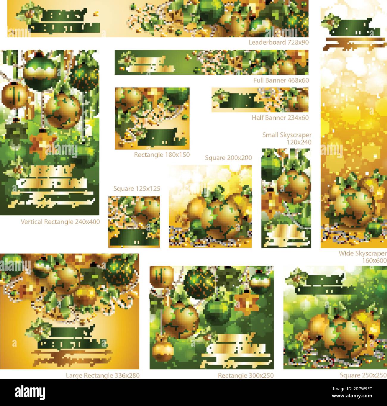 Collection of Christmas banners with baubles and place for text. Vector illustration. Stock Vector
