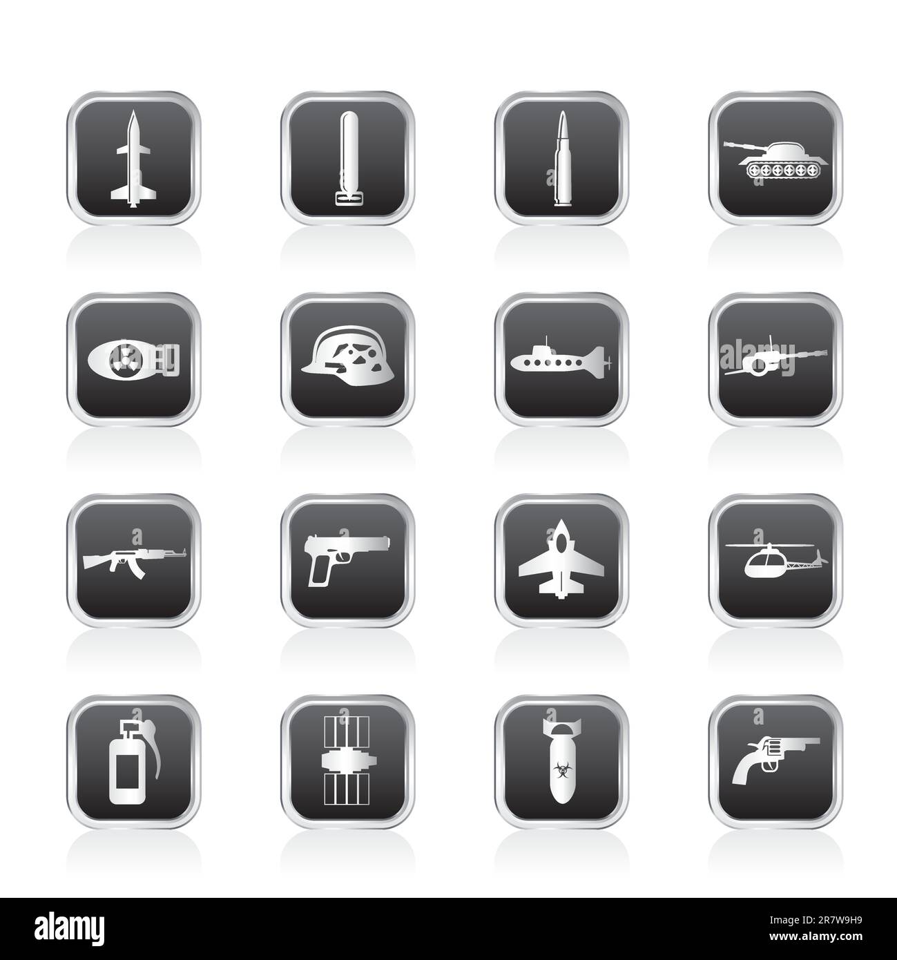 Simple weapon, arms and war icons - Vector icon set Stock Vector