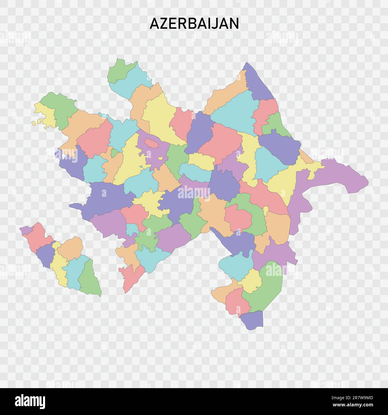 Isolated colored map of Azerbaijan with borders of the regions Stock Vector