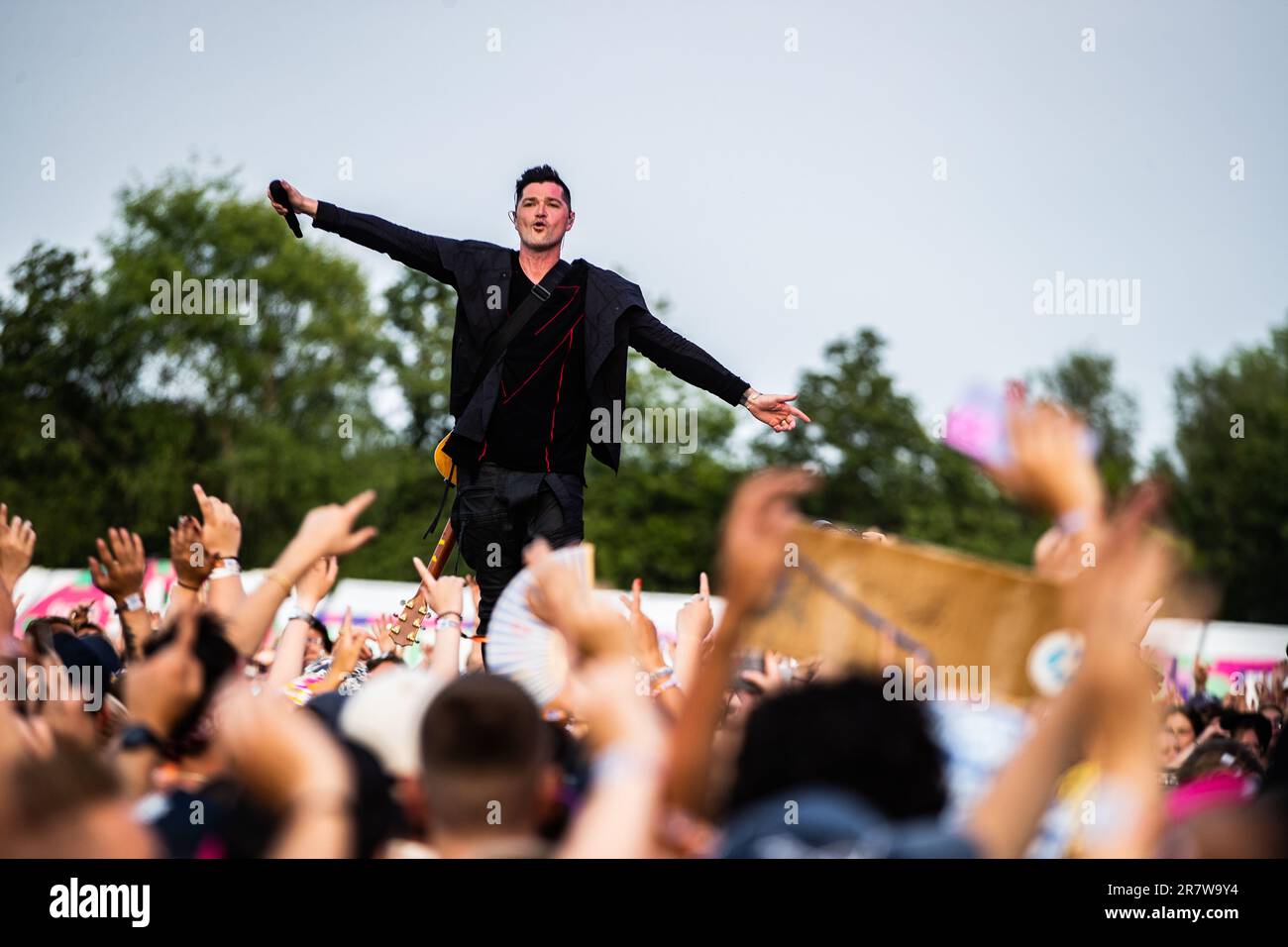 LANDGRAAF - The Irish rock band The Script with lead singer, guitarist and keyboardist Danny O'Donoghue will perform during the second day of the 52nd edition of Pinkpop. ANP PAUL BERGEN netherlands out - belgium out Stock Photo
