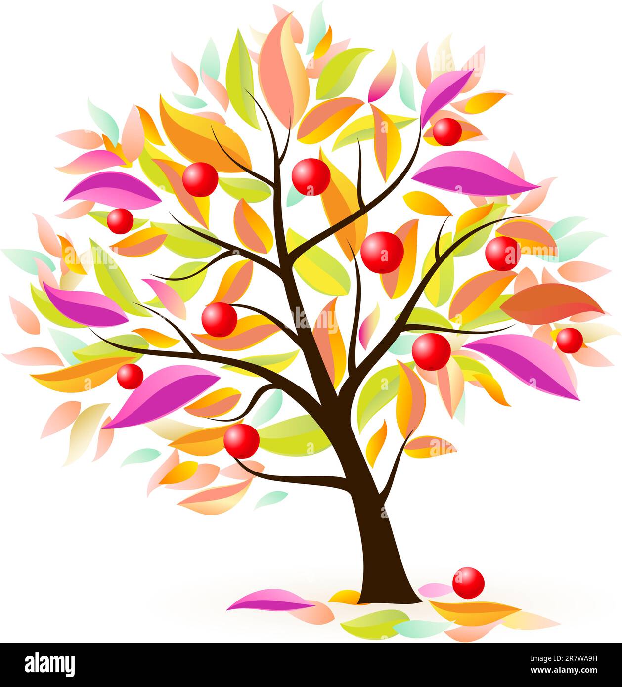 Stylized apple tree. Illustration on white background Stock Vector ...
