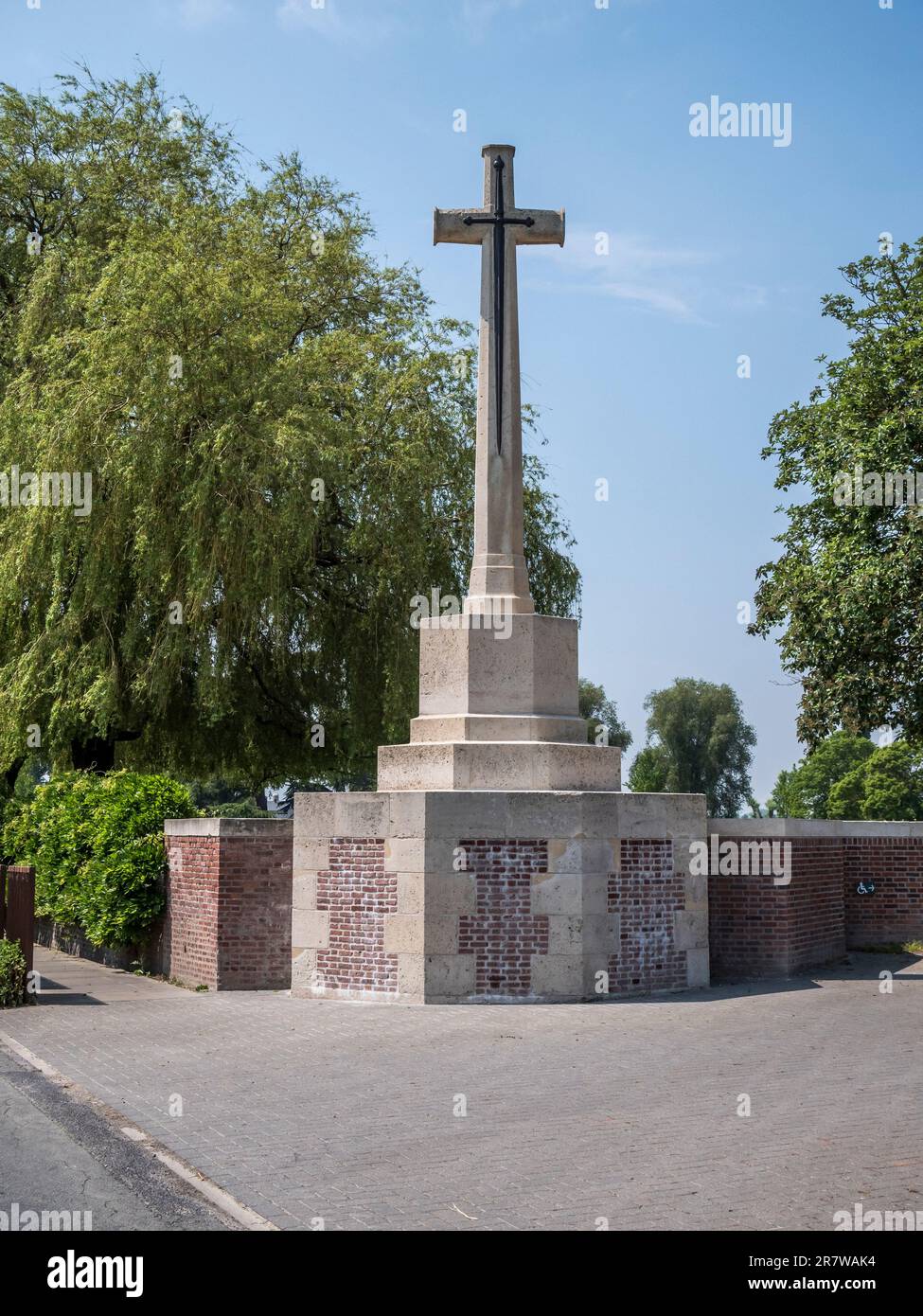 The image is of the WWI, CWGC Lijssenthoak Military Cemetery in West Flanders. Stock Photo