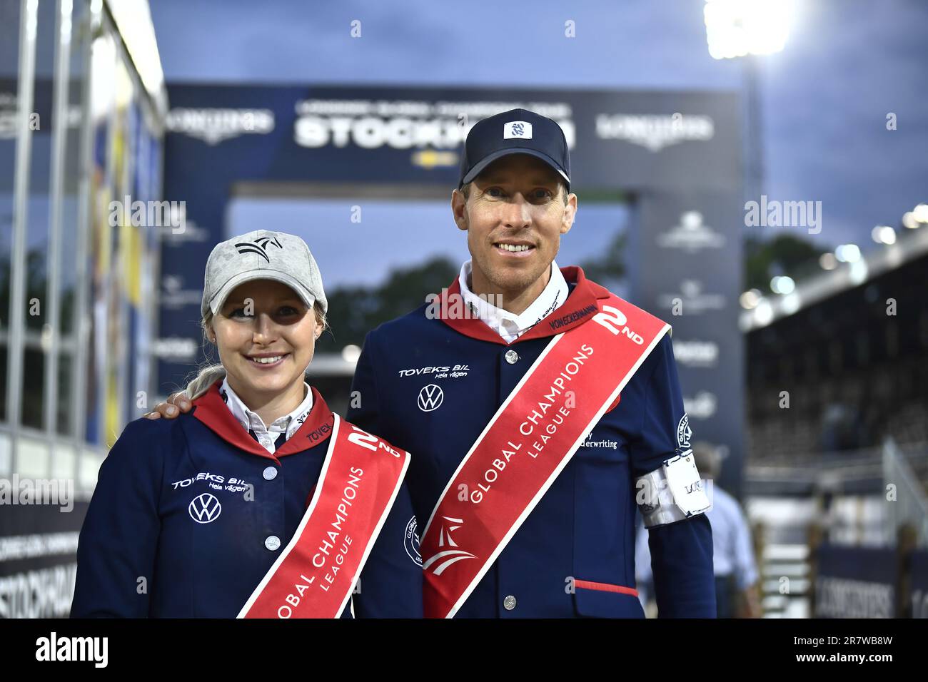 STOCKHOLM 20230617 Scandinavian Vikings with Henrik von Eckermann and Evelina Tovek came second in the team competition in the team competition jumpin Stock Photo