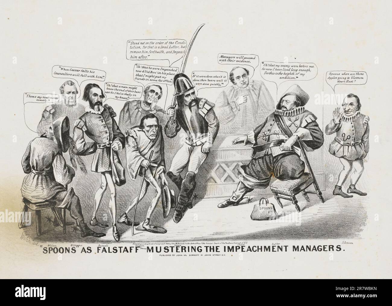 Spoons as Falstaff Mustering the Impeachment Managers 1868 Stock Photo