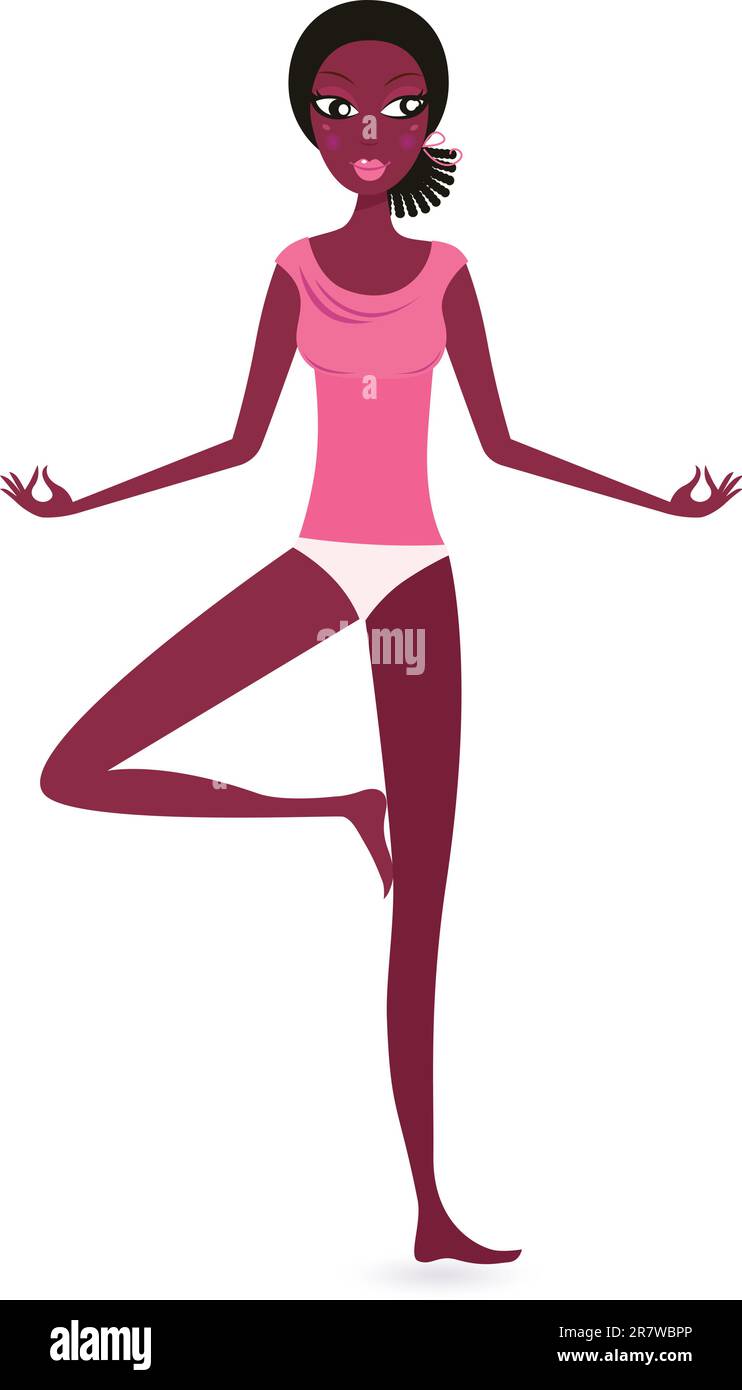 Woman excercising yoga asana. Vector Illustration Stock Vector
