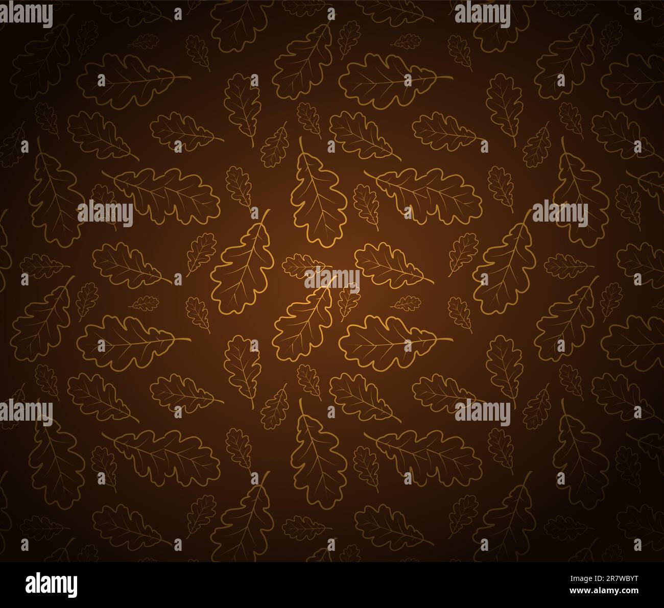 Oak leafs texture outline drawing - autumn background Stock Vector