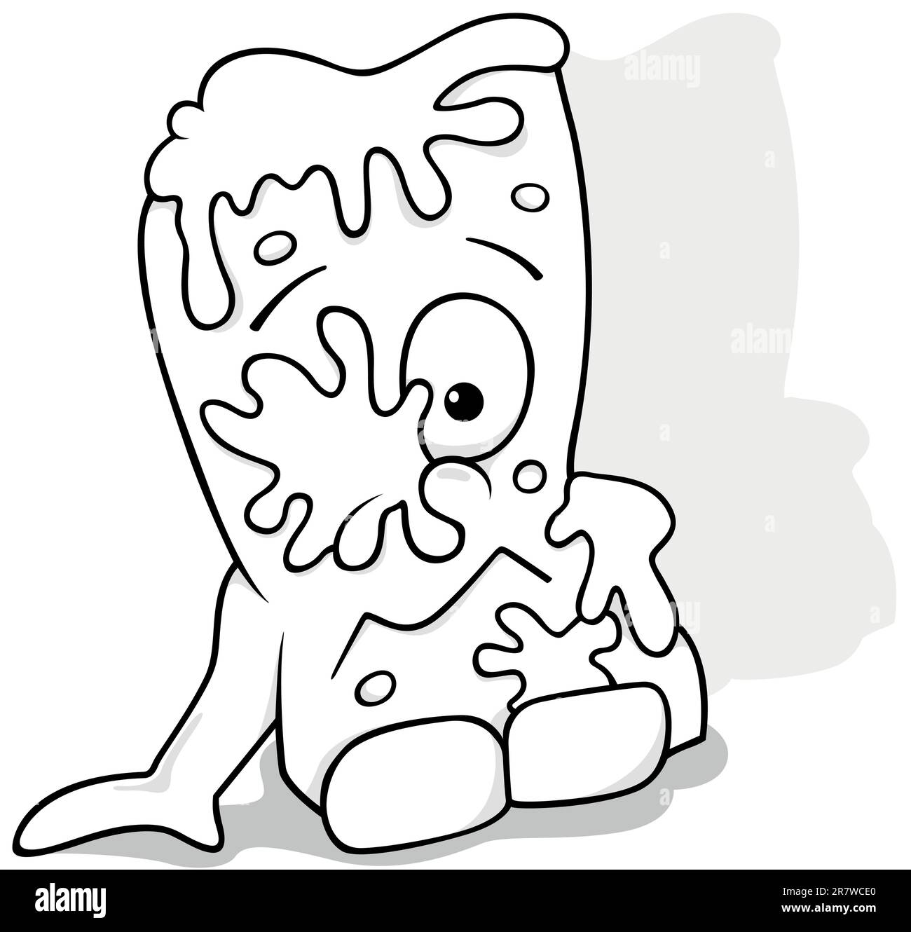 Drawing of a Garbage Sponge Monster Stock Vector