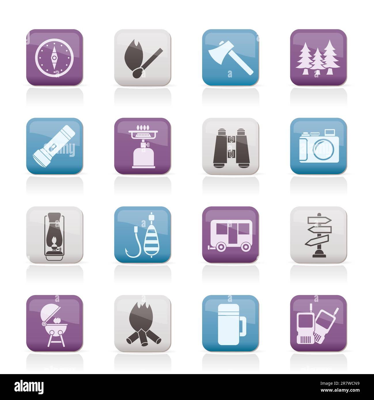 Camping, travel and Tourism icons - vector icon set Stock Vector Image ...