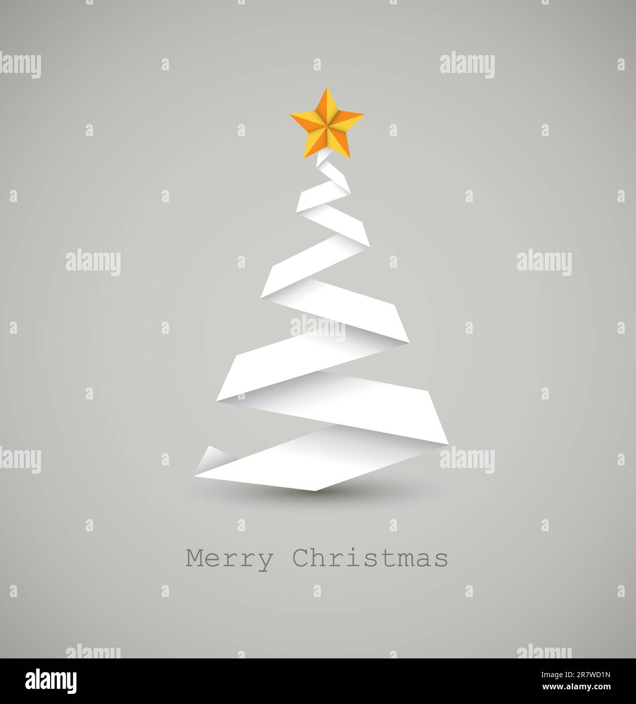 Simple vector christmas tree made from white paper stripe - original ...