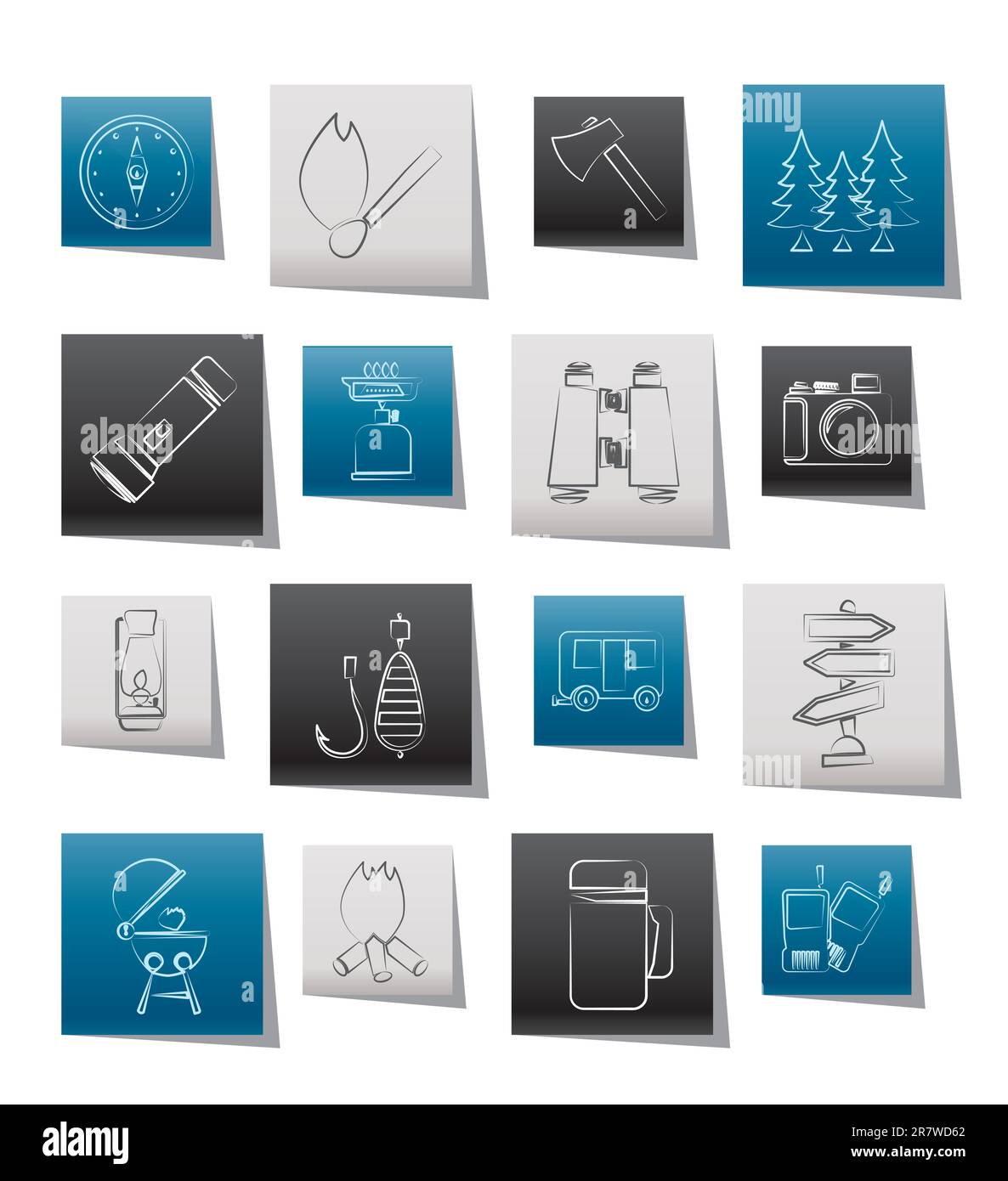 Camping, travel and Tourism icons - vector icon set Stock Vector Image ...