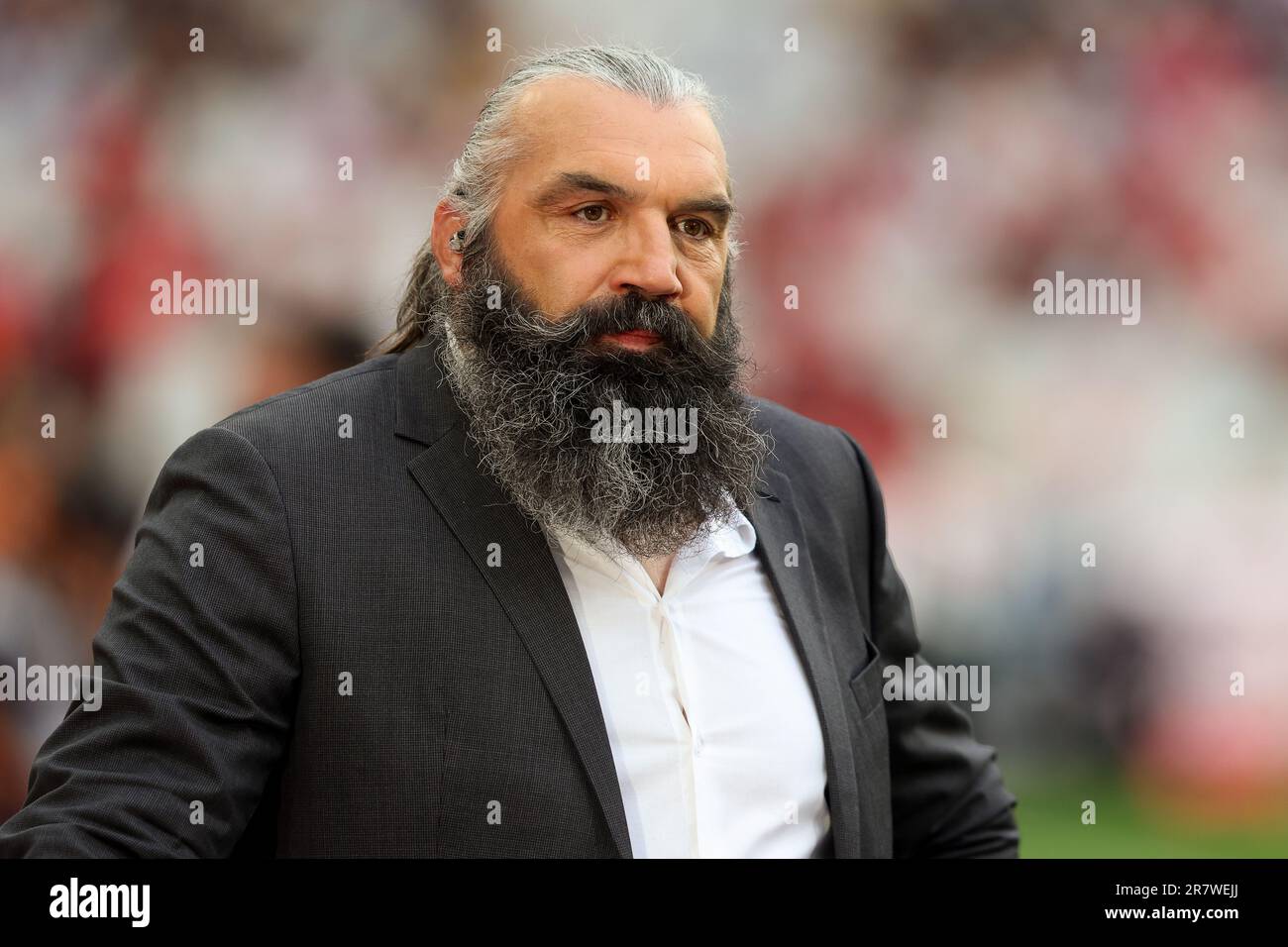 PARIS, FRANCE - JUNE 17: Former French internatinal rugby player Sebastien Chabal during the Finale Top 14 Rugby 2023 match between Stade Toulousain and Stade Rochelais at Stade de France on June 17, 2023 in Paris, France (Photo by Hans van der Valk/Orange Pictures) Stock Photo