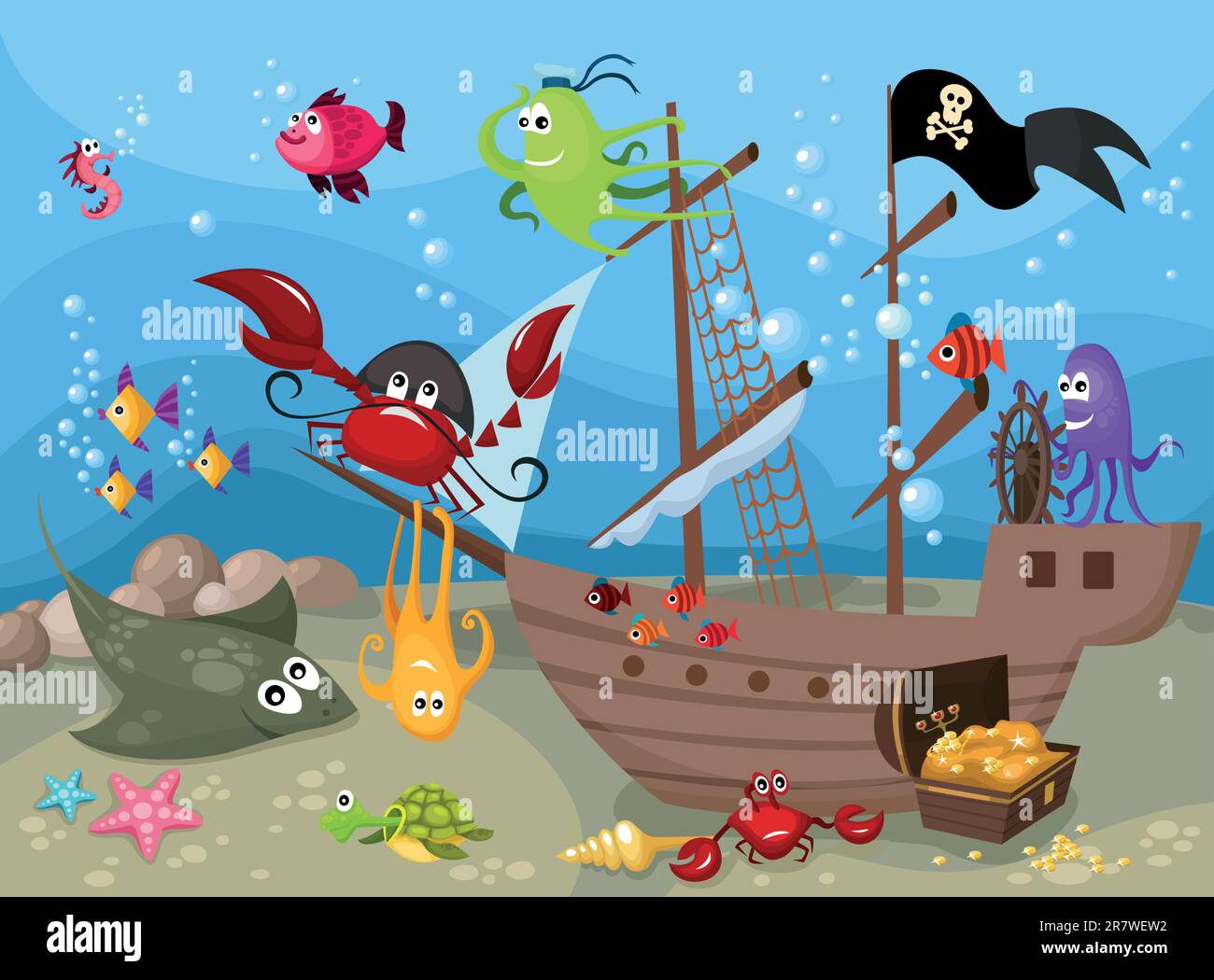 vector illustration of a sea life Stock Vector Image & Art - Alamy