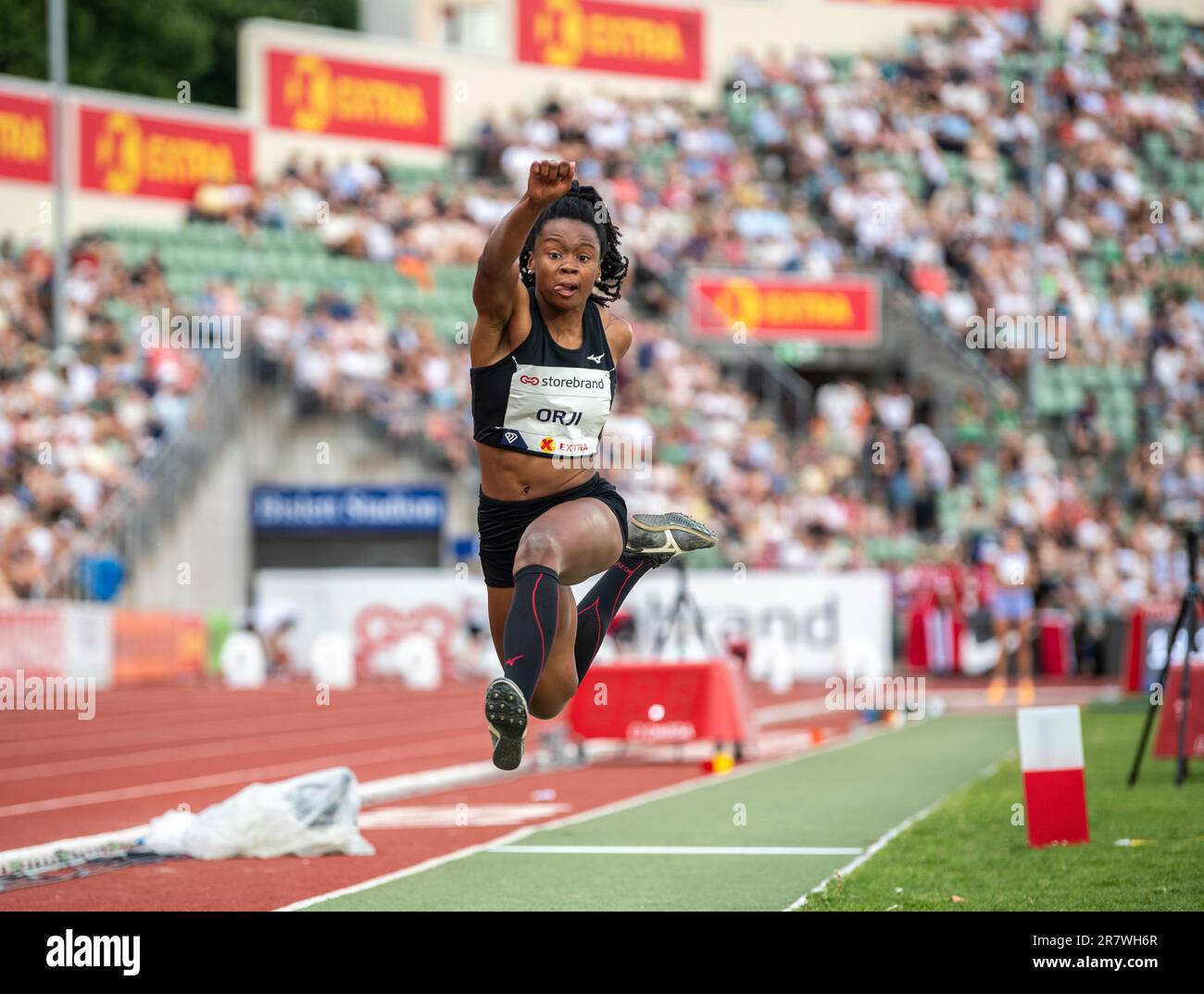 Keturah Orji competing in the women’s triple jump at the Oslo Bislett