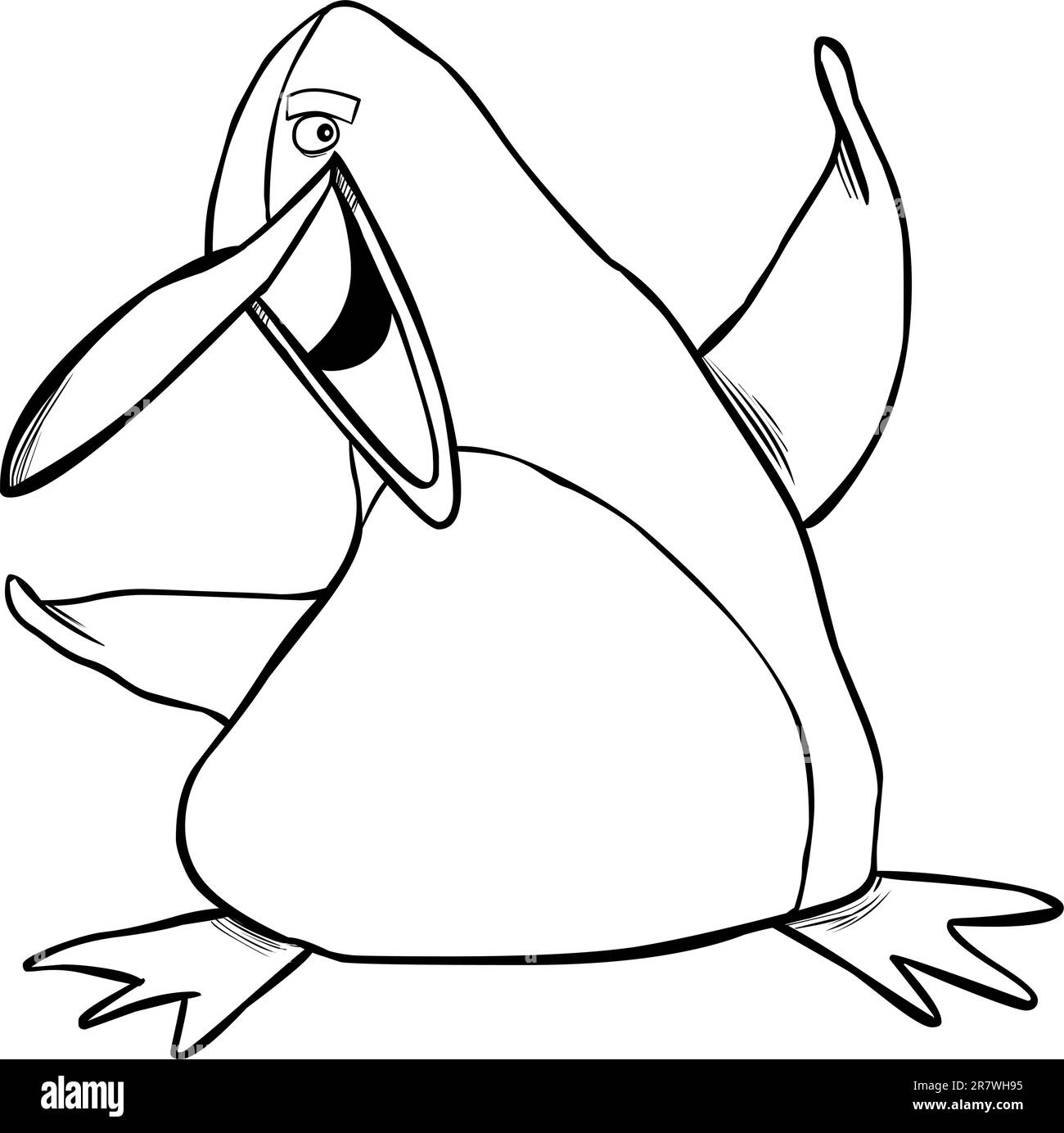 cartoon illustration of happy emperor penguin coloring page Stock Vector