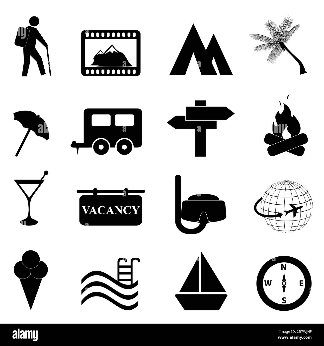 Leisure and recreation icon set on white background Stock Vector