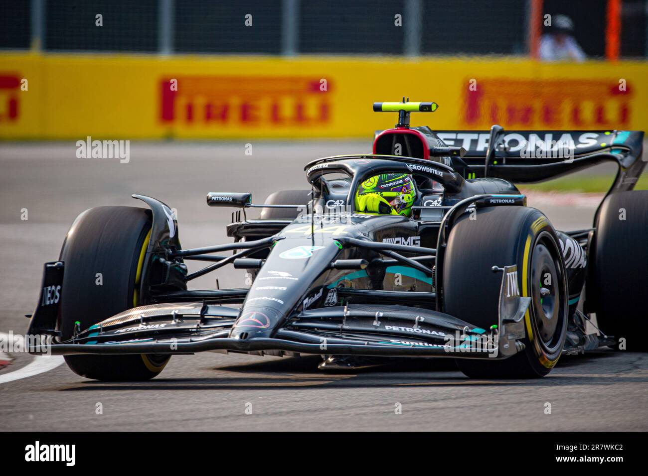 Lewis Hamilton (GBR) Mercedes W14 E Performance during Free 