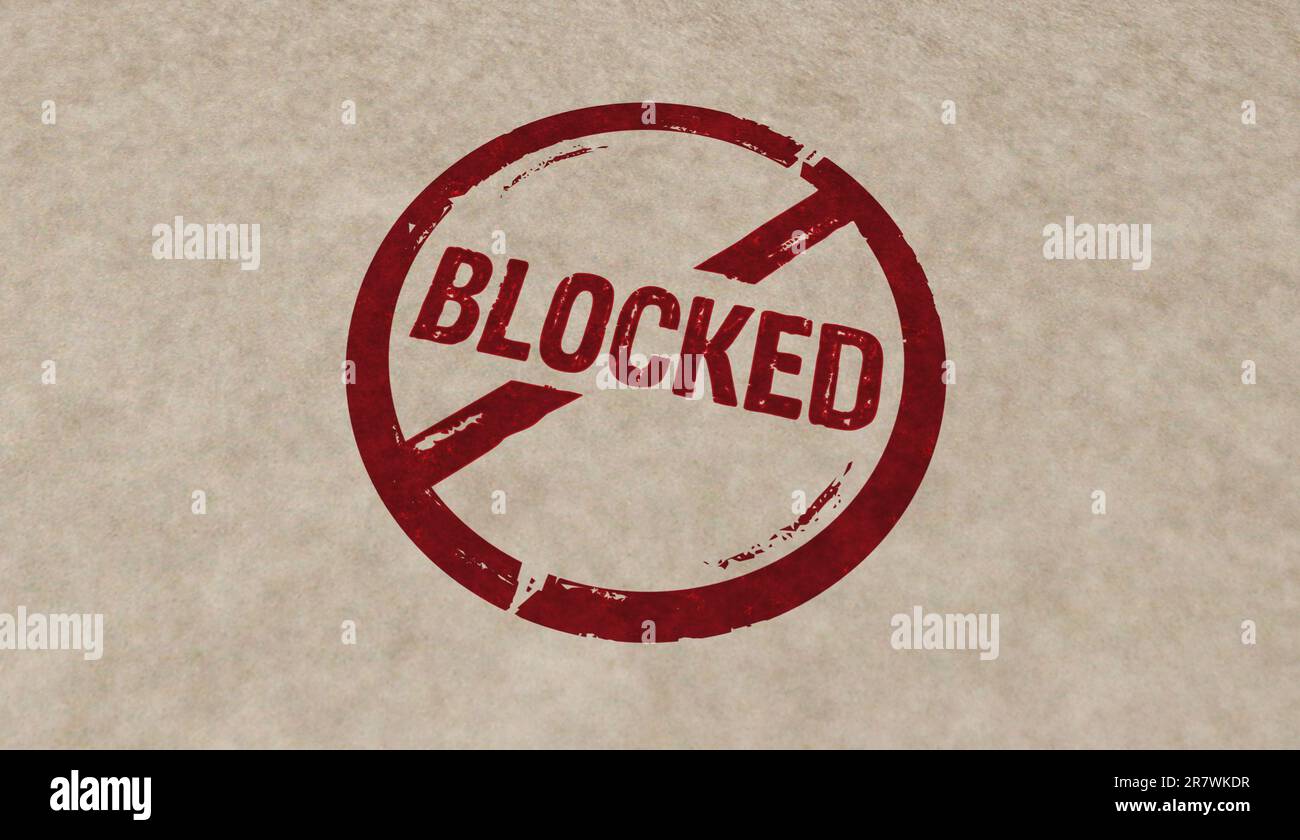 Blocked stamp icons in few color versions. Permitted ban and prohibition concept 3D rendering illustration. Stock Photo