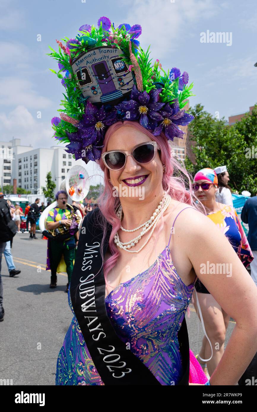 Brooklyn, NY, USA. 17th June, 2023. The Coney Island Mermaid Parade brought out participants in