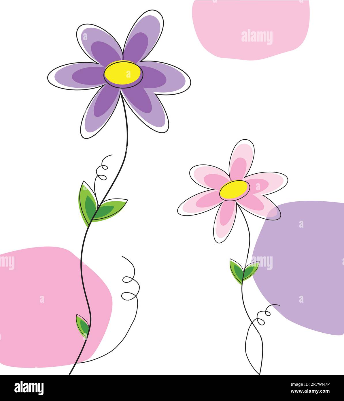 Cute pink and purple spring summer daisy flowers Stock Vector