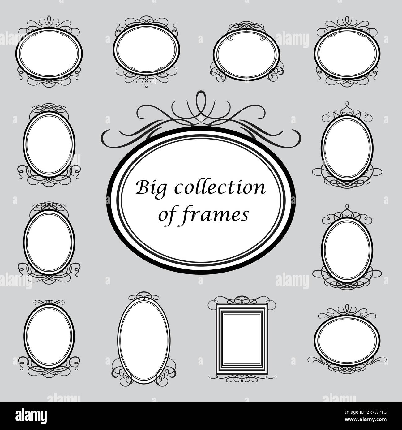 Big collection of of vintage frames. Vector template Stock Vector Image ...
