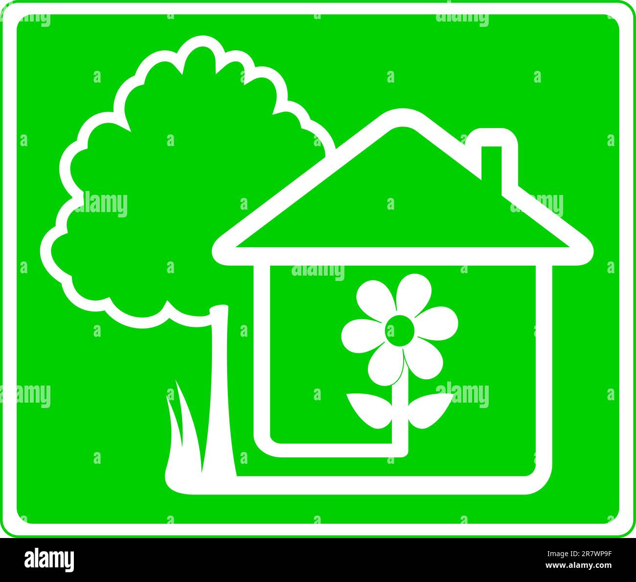 green sign of beautiful country house and garden Stock Vector