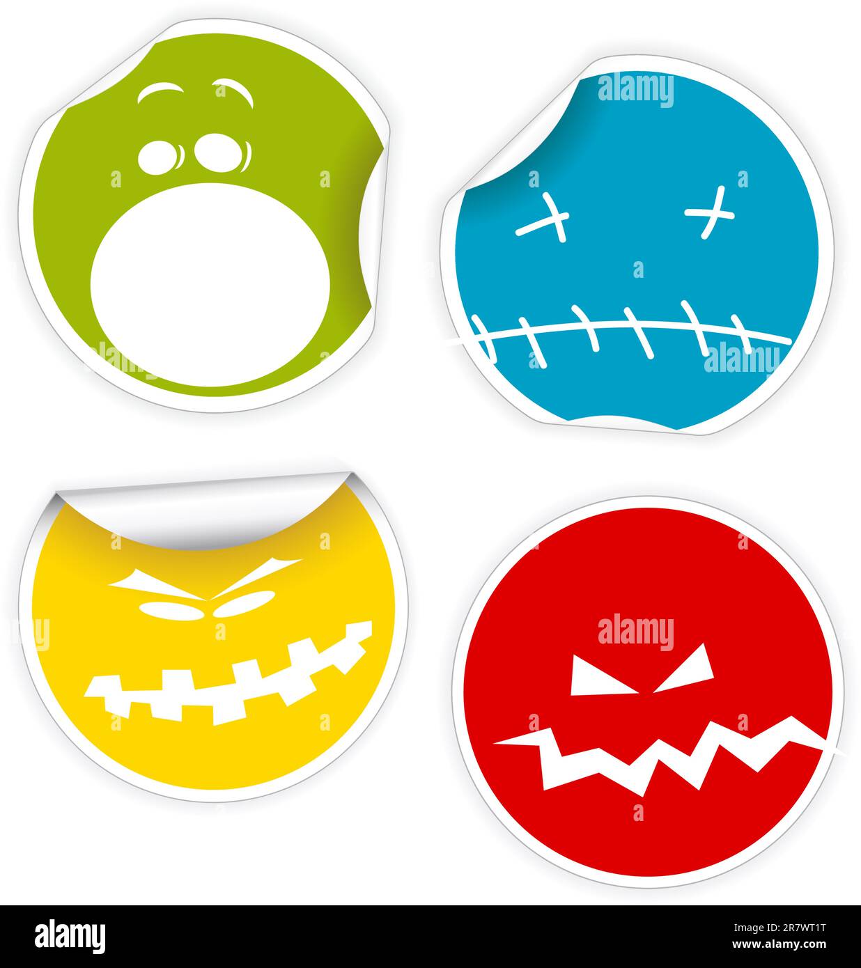 Set of colorful Halloween labels with various smiles Stock Vector Image ...