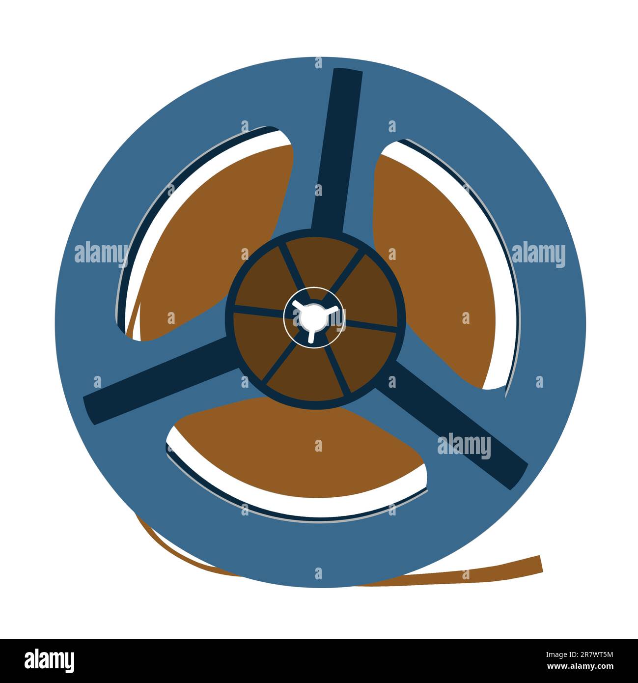 aging tape reel on white background, vector illustration Stock Vector