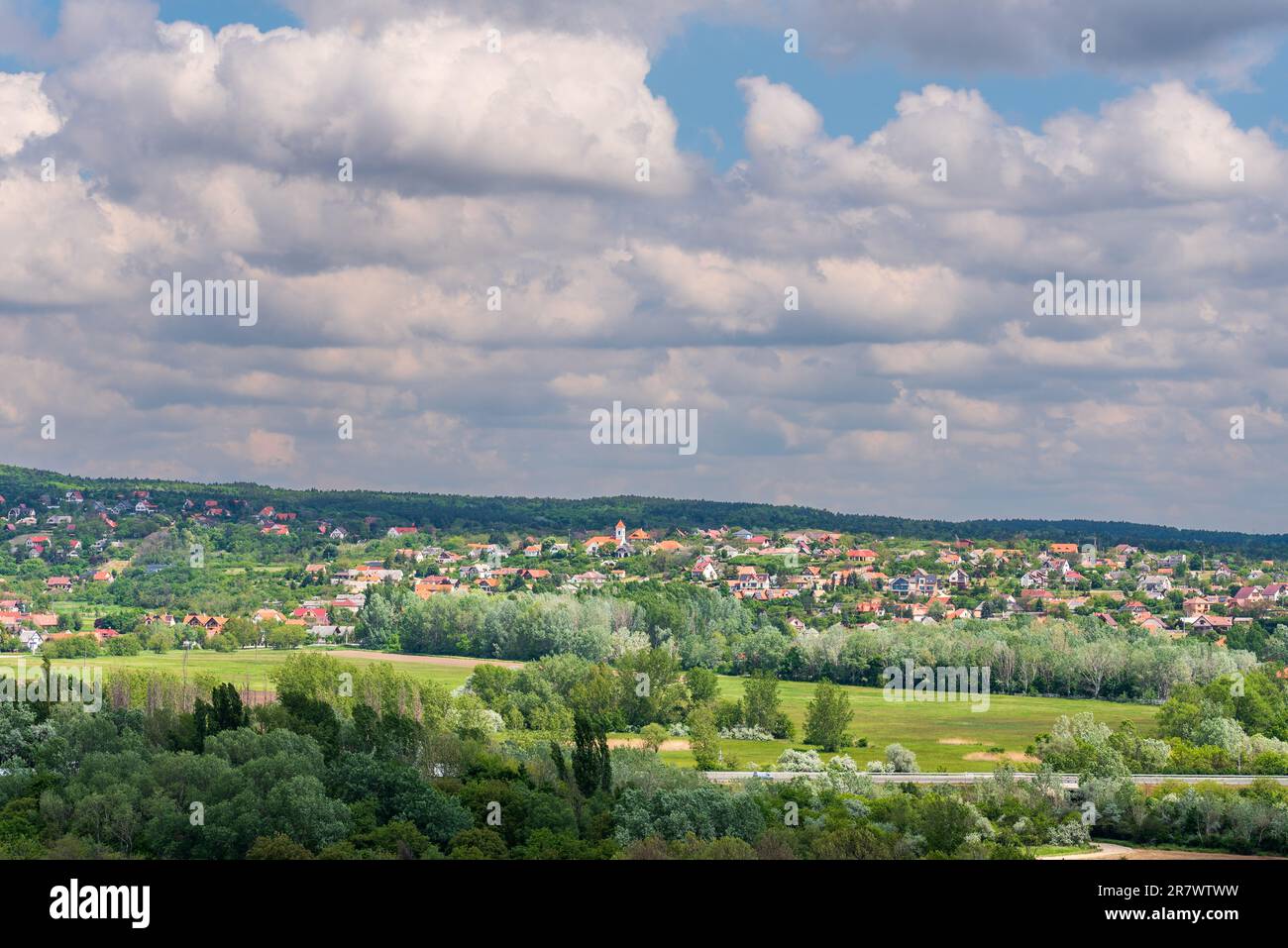 The village of Sukoro in Hungary, view from the lookout. Sukoro is a village in Fejer county, Hungary. Stock Photo